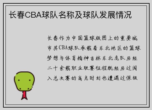 长春CBA球队名称及球队发展情况